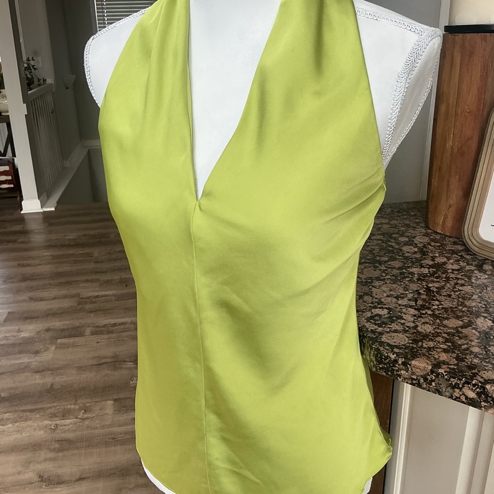 Silky satin Green Women’s slinky  Halter Top Nic + Zoe  Citron Size Xs